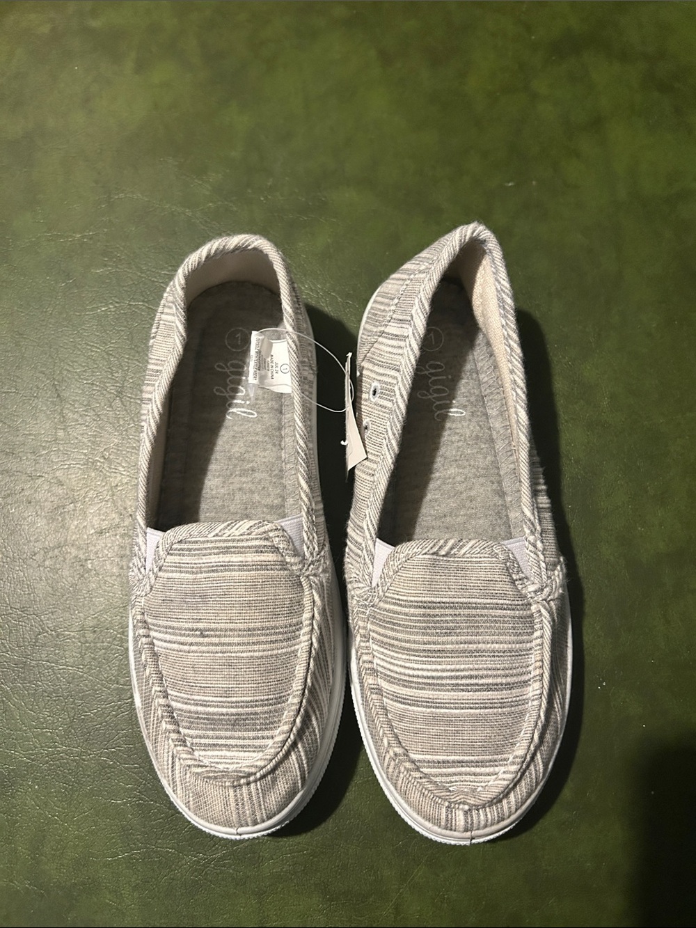 Madden Girl Light Gray Striped Slip-On Sneakers